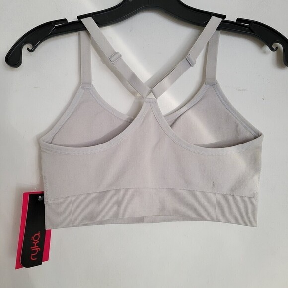 NEW RYKA Microchip Padded Cross Racerback Sports Bra Gray Size Medium - Picture 3 of 12